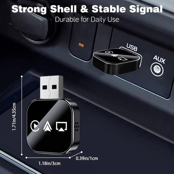 Trådløs CarPlay- og Android Auto-adapter for iPhone- og Android-telefoner [JUN] black