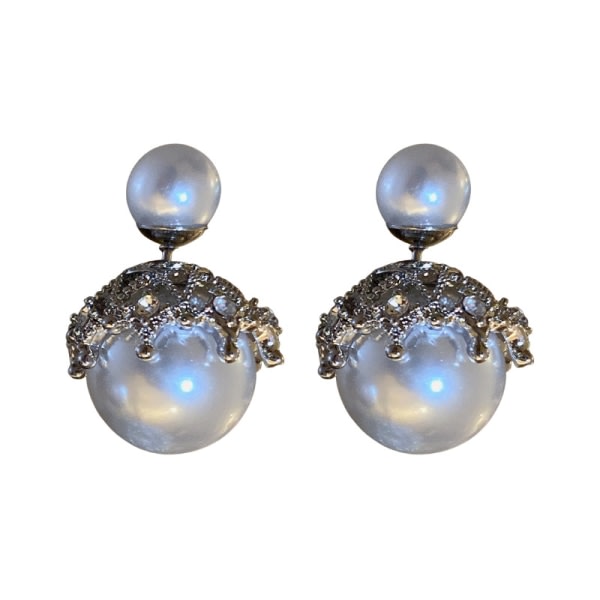 Silvernålar diamanter diamanter dubbelsidiga pärlor med örhängen örhängen modedesign känsla örhängen kvinnor