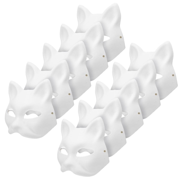 10 st Maskerad Katt ansiktsmasker Gör-det-själv-festmasker Rekvisita Målningsbara Blanka Masker Fest Cosplay-tillbehör