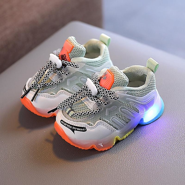 Frozen Elsa Mesh LED Lysende Sneakers Børnesko Sommer Efterår Rød Red 28