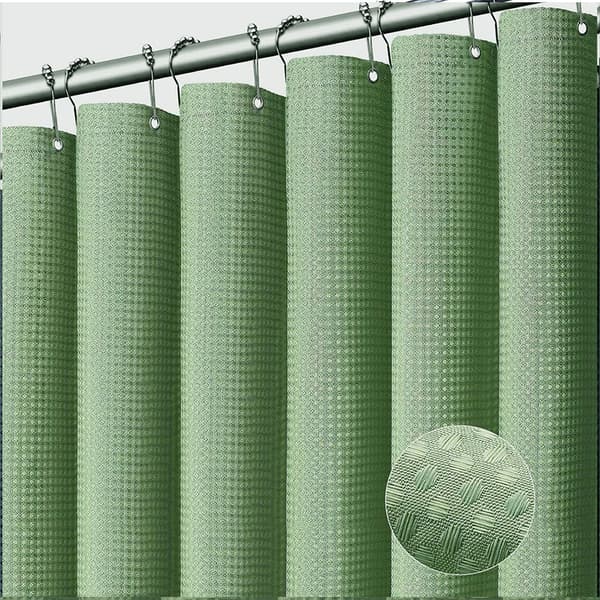 Premium 180x210cm Grön Duschdraperi med 12 Krokar[JUN]
