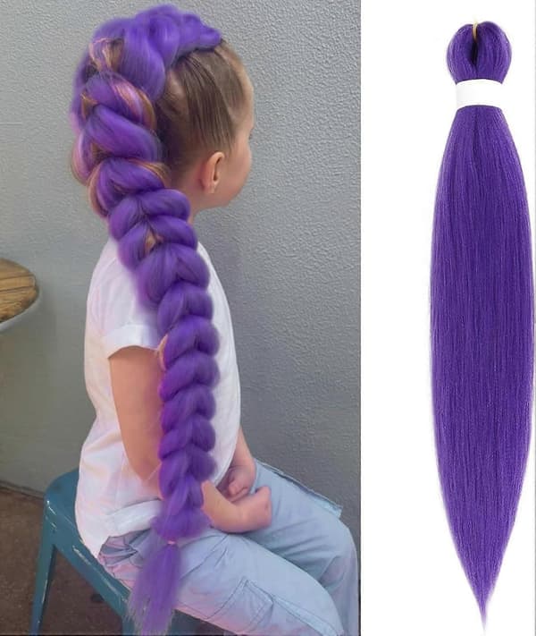 Lilla Flettede Hår Extensions 50 cm til Cosplay & Halloween [JUN]