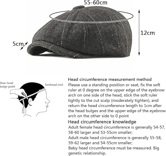 Newsboy Cap Justerbar Herringbone Baker Boy Flat Kepsar Skyddsmössa Tyg Cap för män