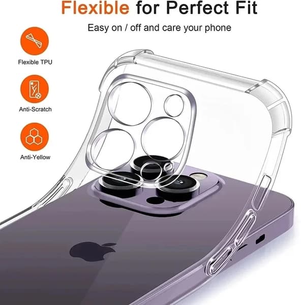 Førsteklasses klart støtsikkert silikondeksel til iPhone 16 15 14 13 12 11 Pro Max [JUN] For iPhone 14 Plus