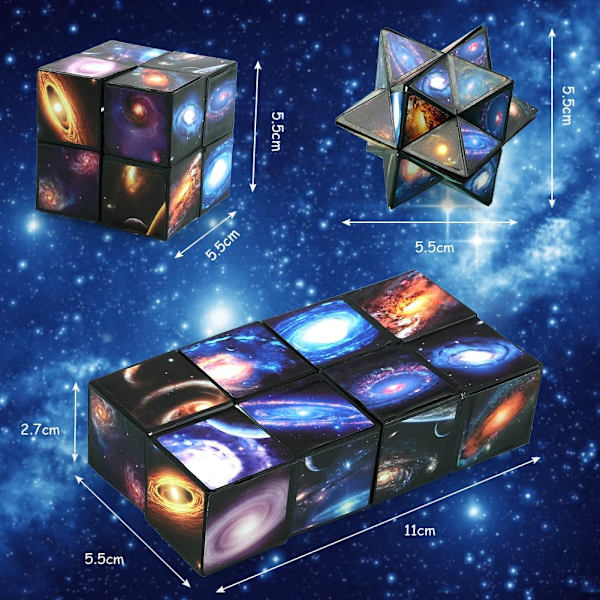 Magisk Stjerne Cube Infinity Puzzle Legetøj, 3D Hjernevrider til Børn & Voksne, Stress Relief Cube Gaveidé [JUN] Kvadrat