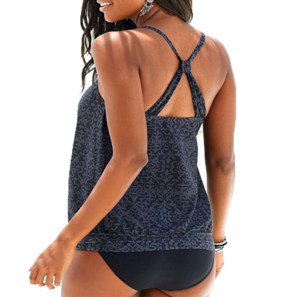 Dam Tankini Bikini Baddräkt Baddräkt Simdräkt Blå blue 2XL