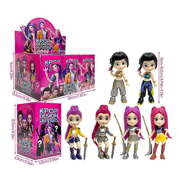 Kpop Demon Hunter Actionfigurset - 6 Anime-dockor för barn och samlare [JUN]