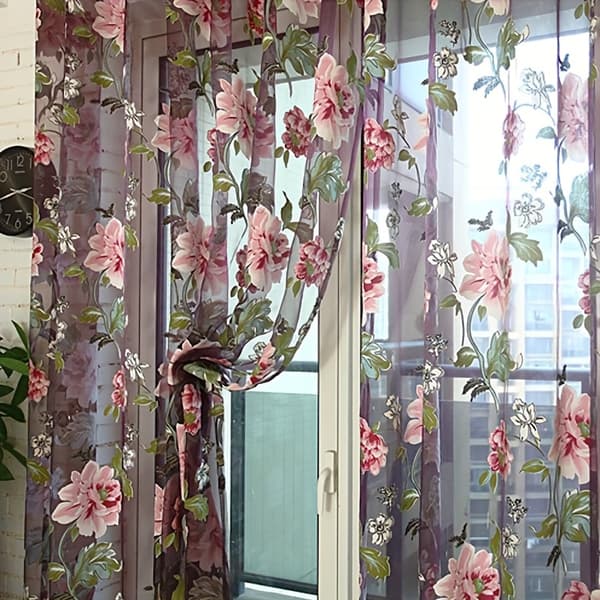 100% polyester tyllgardin 150x265cm gul med maljer 150x265cm Yellow