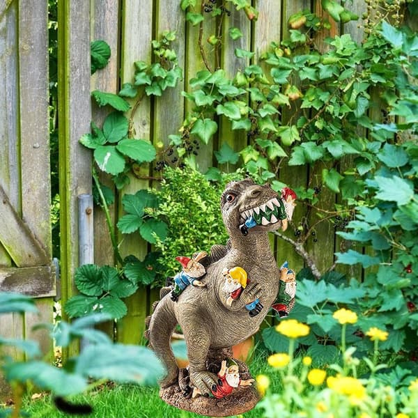 Dinosaurie Trädgårdsstaty Äter Goblins Harts Konst Skulptur [JUN]