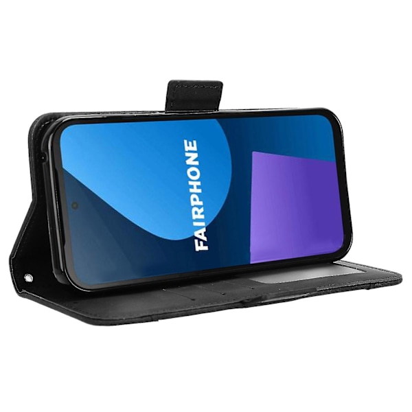 Skyddande Folio Flip-fodral i PU-läder för Fairphone 5 Black