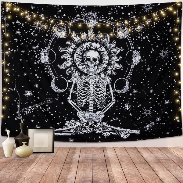 Skull Väggtapet Meditation Skelett Gobeläng Väggupphängning för vardagsrummet Sovrum (Skull, XL / 180x230cm)