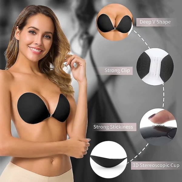 Itsekiinnittyvä rintaliivit olkaimettomat Sticky Silikonirintaliivit Push Up Näkymätön
