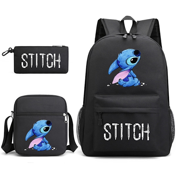 Lilo & Stitch Rygsæksæt Skoletaske. .- Perfekt Black