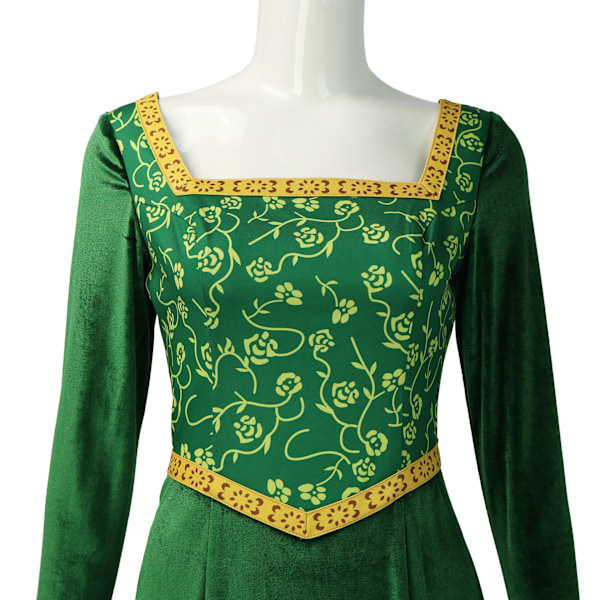 Prinsessan Fiona Klänning Halloween Fancy Grön Klänning, Festdräkt Rollspel för Vuxen 2XL
