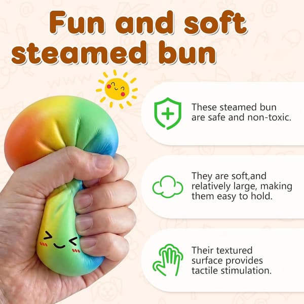 Sateenkaari Dumpling Squishy - Värikäs pulla stressilelu rentoutumiseen multicolor 2 Pcs