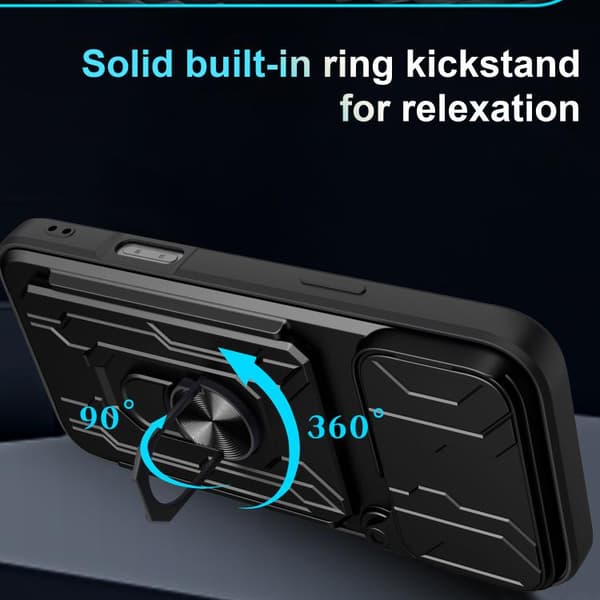 Skyvbart kameradeksel med kortholder til iPhone 17 Pro Max Blå