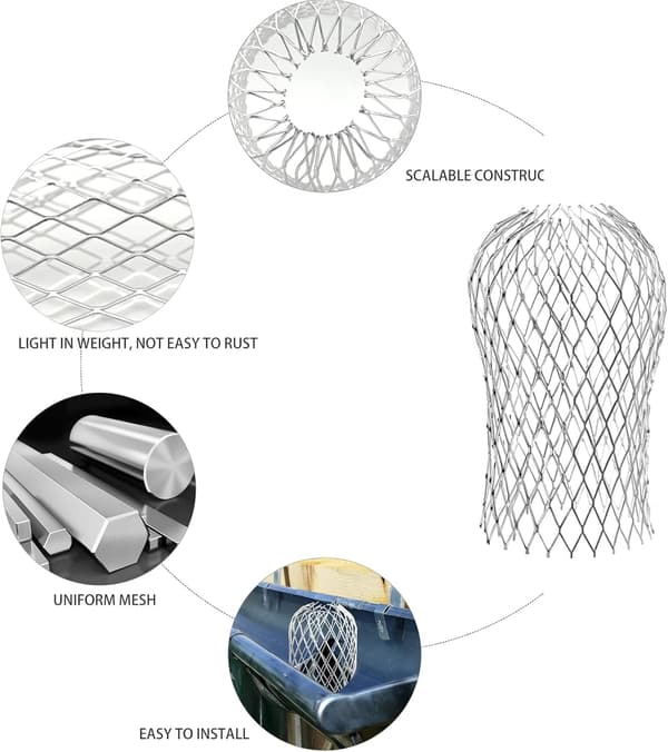 4 Runda Expanderbara Stuprörsskydd i Aluminium, Lövfångare Kompatibla med Stuprör[JUN] 4 Pack  New Round Head