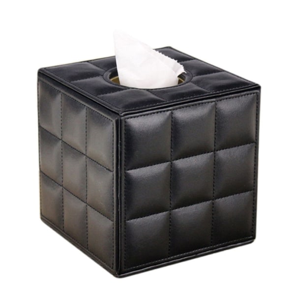 Pu Läder Tissue Box Hållare, fyrkantig servetthållare Pump Paper fo