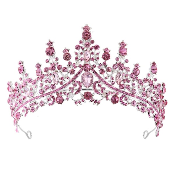 Legering Krone Bryllup Tiara Krystall Rhinestone Krone ROSA Pink