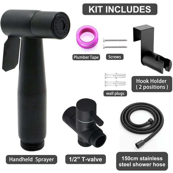 Bidé Spray Kit med Rustfritt Stål Dyse & T-Ventil - Personlig Hygiene[JUN]