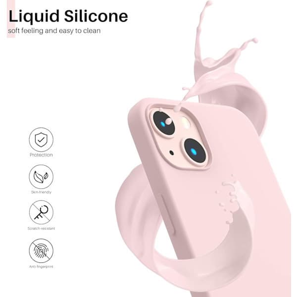 iPhone 13 Case, Liquid Silicone Case for 6.1 inch iPhone 13, Ultra-Thin Case, Full Body Shockproof Protective Soft Case Chalk Pink Chalk pink