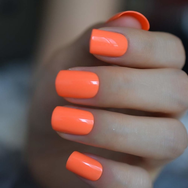 Neon Fake Nails Tips Press On Short For Daily Wear Date Round Na