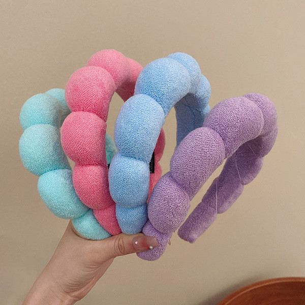 Ansiktsrengöringshuvudband, 1 st Bubble Puffy Face Wash Headband för smink / hudvård, halkfri frottéhandduk (grön) green