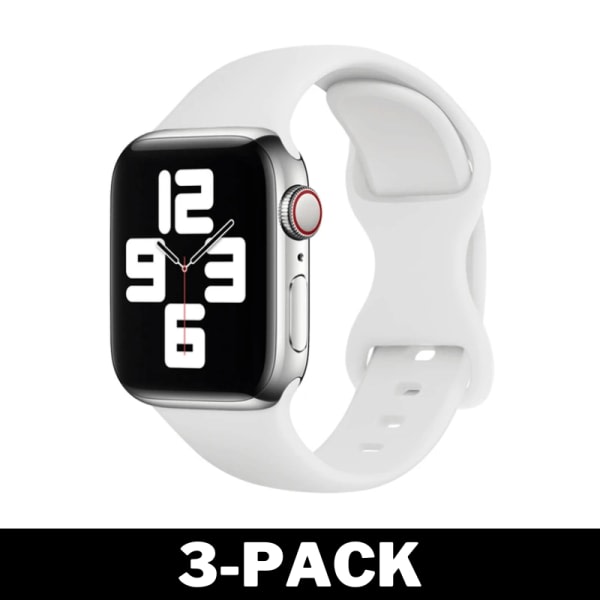 Armbånd i silikone til Apple Watch 42/44/45 mm Hvid S 3-pak