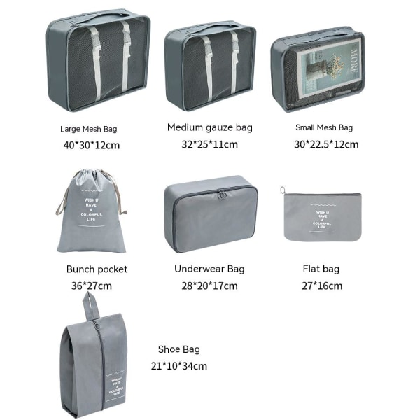 Organiseringssett for kofferter - 7 deler - Vesker for reise gray