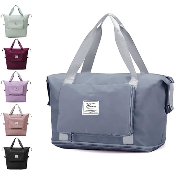 Foldbar Rejsekuffert, Letvægts Vandtæt Håndbagage med Fast Rem, Design med Tør-Våd Separation[JUN] blue