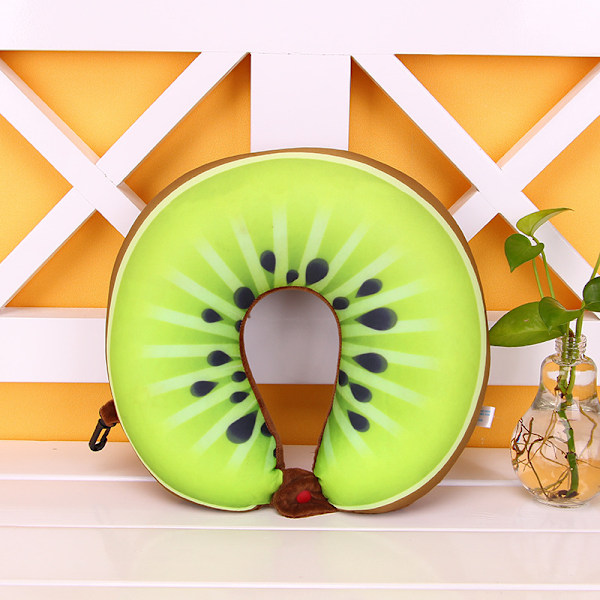 U-formad nackkudde i memory foam med nanopartiklar i vattenmelon- och citrondesign