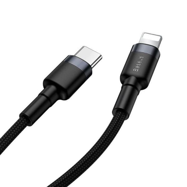 Baseus Flätad USB-C Lightning Kabel 18W 1m - Svart/Grå 100