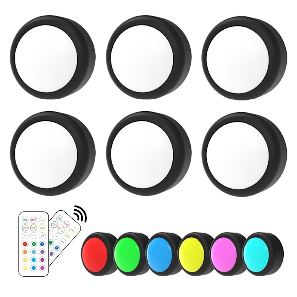 LED-forlygter 6 stk. med 2 fjernbetjeninger RGB-design Flere farver Sort