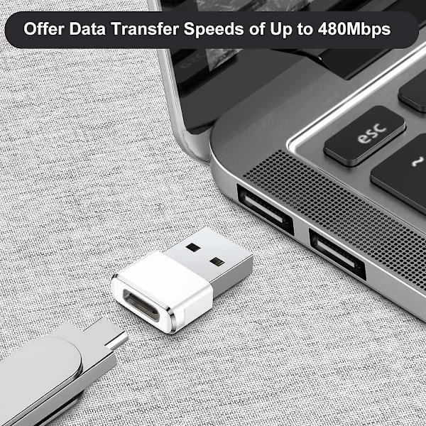 Usb till Usb C Adapter 2-Pack, Typ C Hona Usb A Hane Konverterare Laddare för Apple Watch Series 7 8, iPhone 11 12 13 14 15 Pro Max