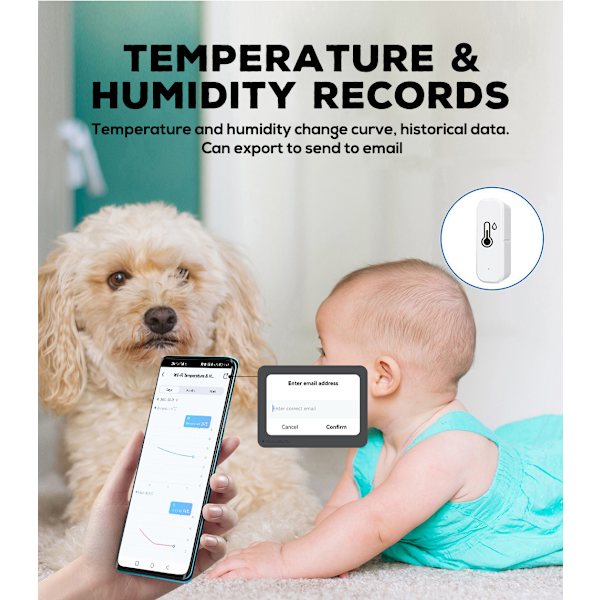 Smart WiFi Termometer & Hygrometer 4-pack med appvarningar