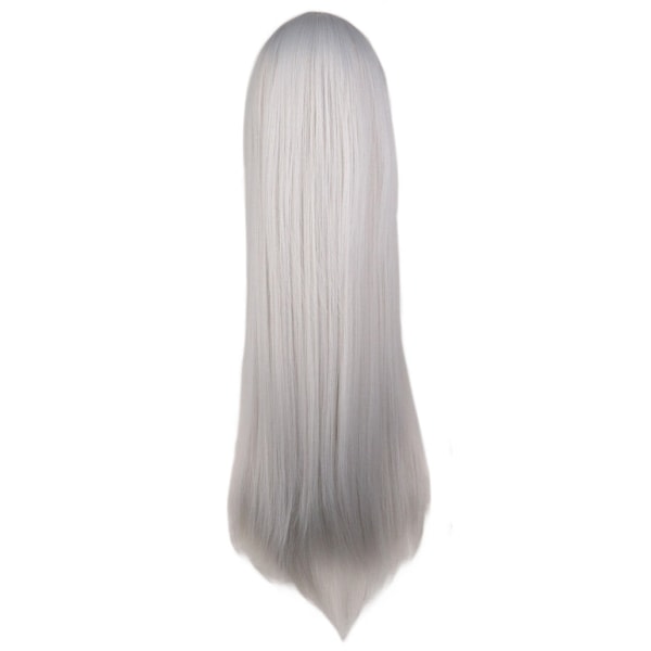 80 cm långt rakt hår Cosplay Peruk Silvergrå
