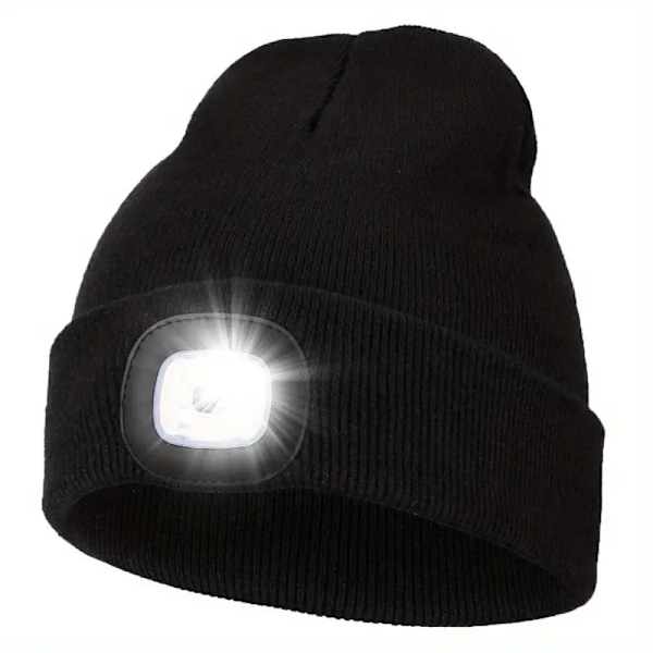 Hætte med LED-lys 5 Farver - Julegaver Sort Black Svart