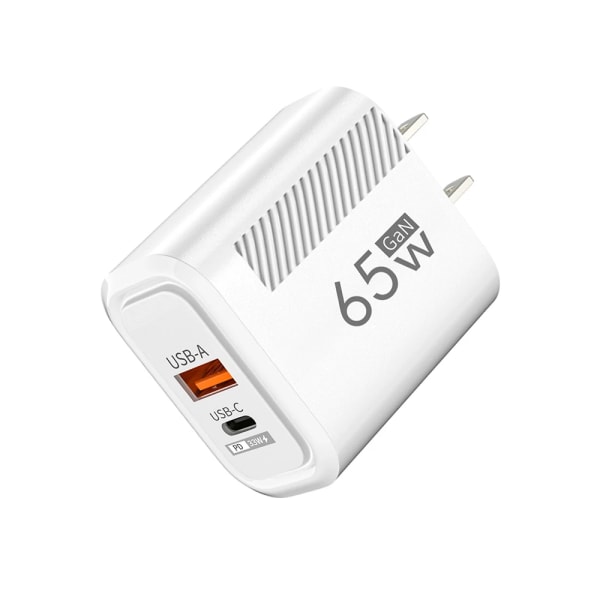 Hurtigoplader USB C, GaN PD 65W oplader, Samsung S22, S21, iPhone 14, 13, Xiaomi, Huawei, LG, Quick Charge 3.0 US White