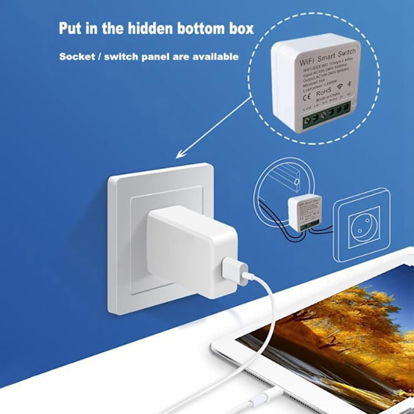 4X Tuya 16A Wifi MINI Smart Switch DIY Kontroll Relä Timer för Smart Lif