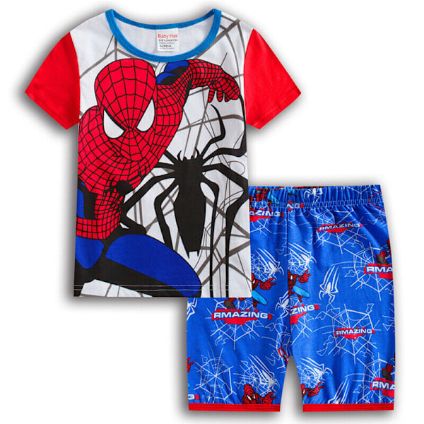 Toddler Barn Pojat Spiderman Super Sankari Pyjama T-paita Shortsit White&Blue