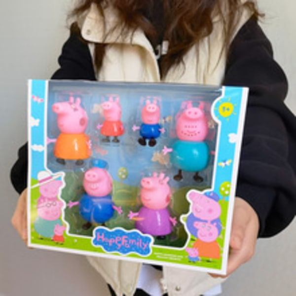 6-figursats Peppa Pig Grisfamiljen Vänner KLB