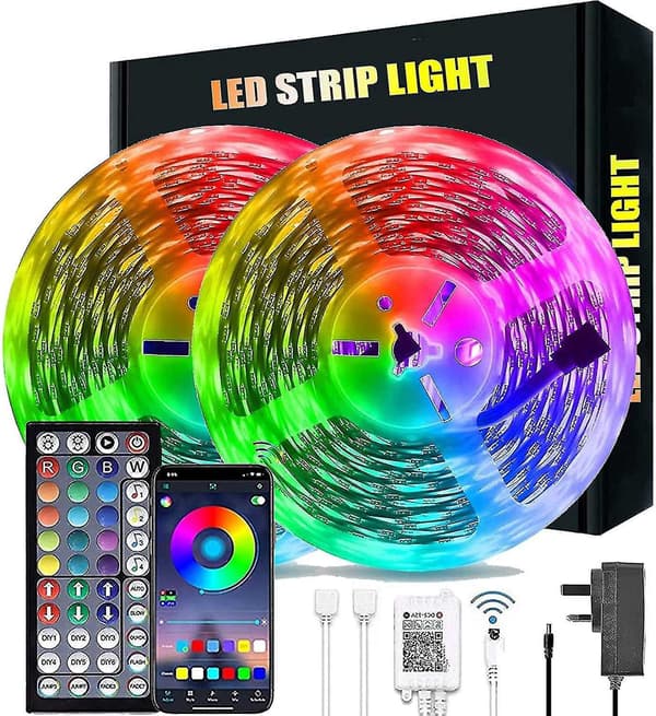 20m RGB LED Stripelys med Bluetooth-fjernkontroll [JUN]