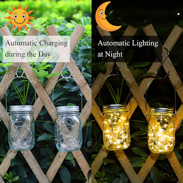 4 Solar Havelamper - 20 LED Vandtætte Glaslamper til Udendørs Brug, Halloween, Jul