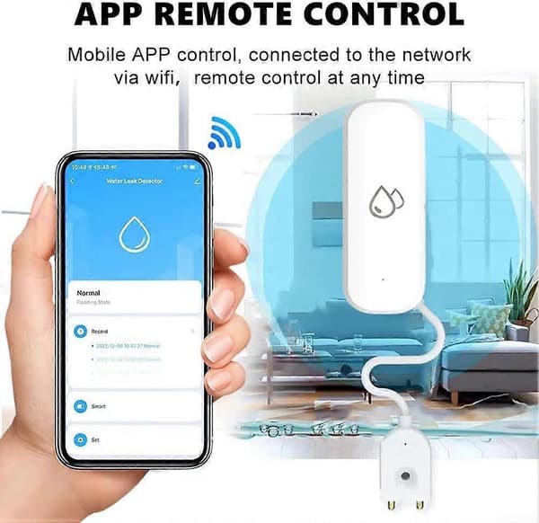 2-pack Smart Vattenläckagesensor, Tuya WiFi App Alarm & Notifiering [JUN]