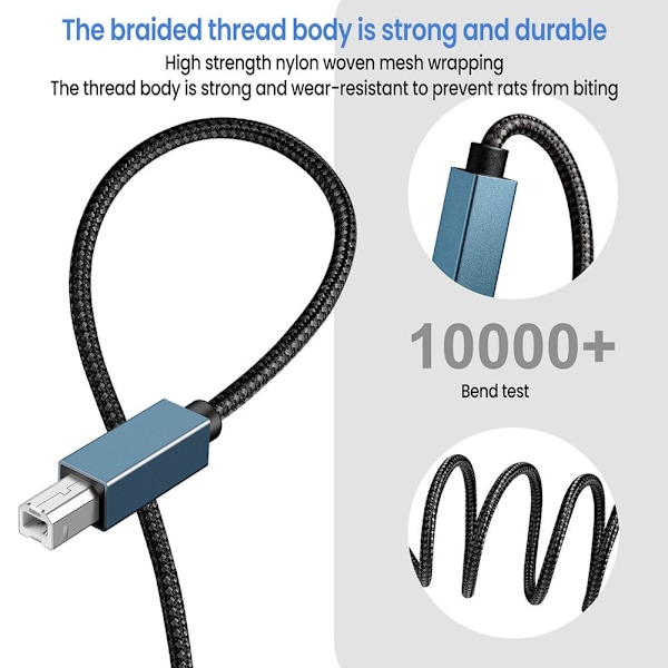 Skriverkabel USB A til USB B 2.0 GRÅ 3M Grå Grey 3m