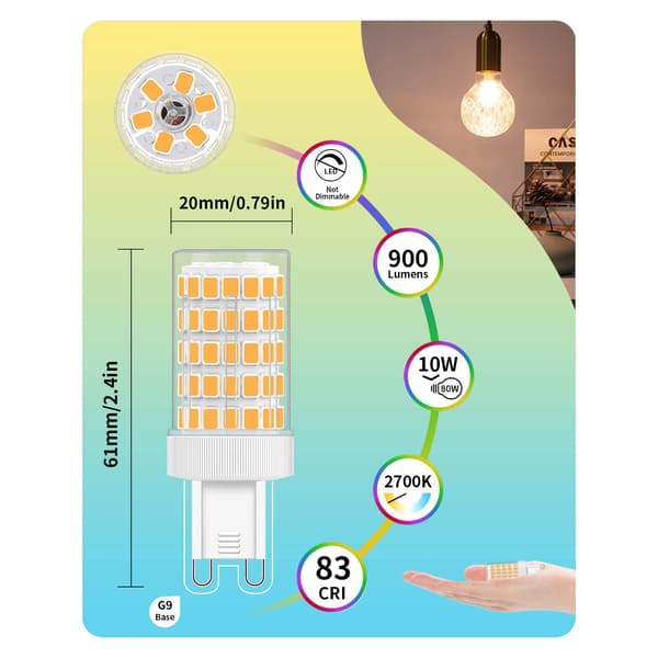 G9 LED 10W, G9 LED-lampor Varmvit 2700K AC 220V 6-pack[JUN]