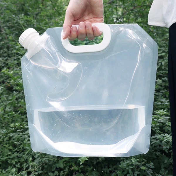 2,5/5/10L sammenklappelig bærbar drikkevandspose Udendørs camping Vandring Vandopbevaringspose Fortykket vandbeholder med stor kapacitet 5L-Transparent