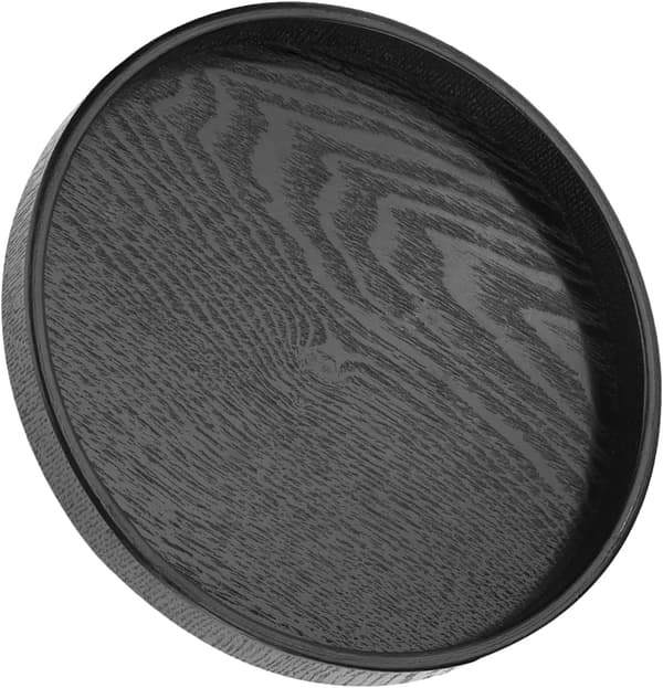 Rund serveringsbrett i tre for kaffe og snacks, svart 30 cm [JUN]
