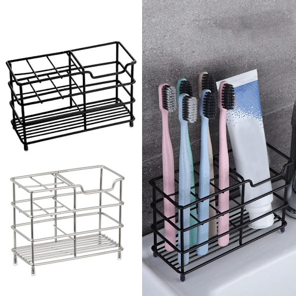 Tandbørsteholder Opbevaringsstativ SORT 6 GRID black