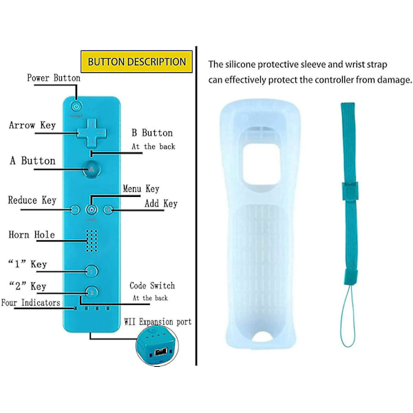 2-pakkiklassikko kaukosäädin yhteensopiva Wii Wii U -konsolille, peliohjain pehmeällä silikonikotelolla